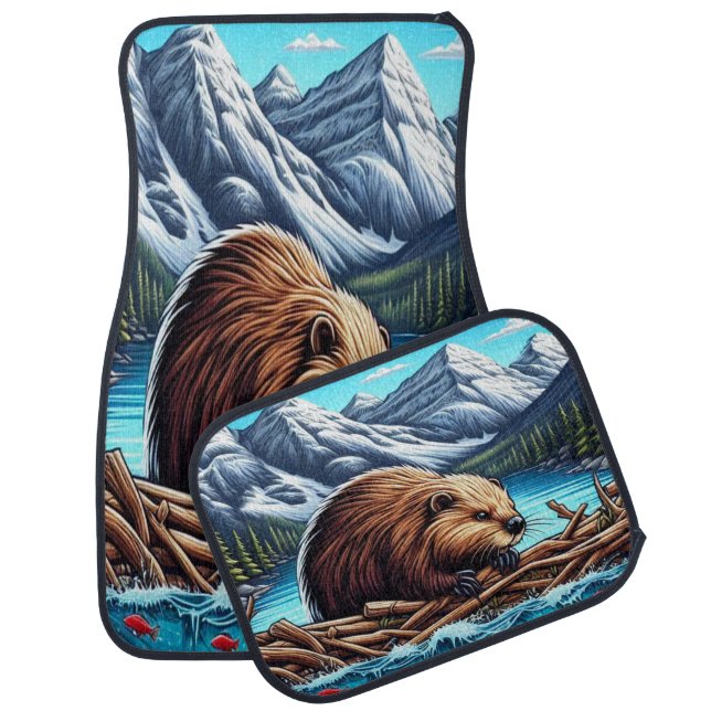 Beavers Thrive in the Embrace of Nature's Wonders Car Floor Mat (Set)