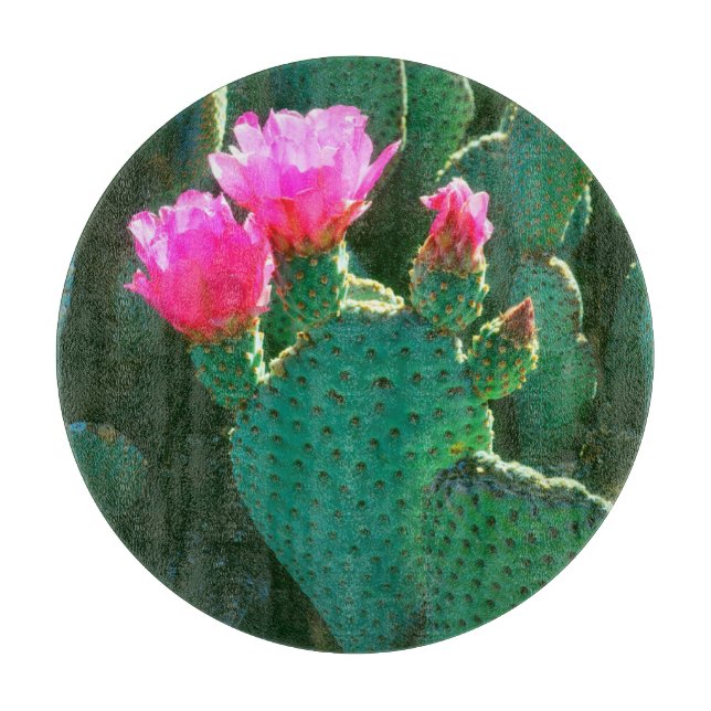 Beavertail Cactus Flowers Cutting Board (Front)