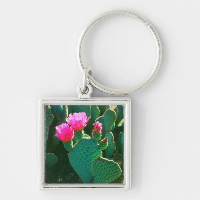 Beavertail Cactus Flowers Keychain (Front)