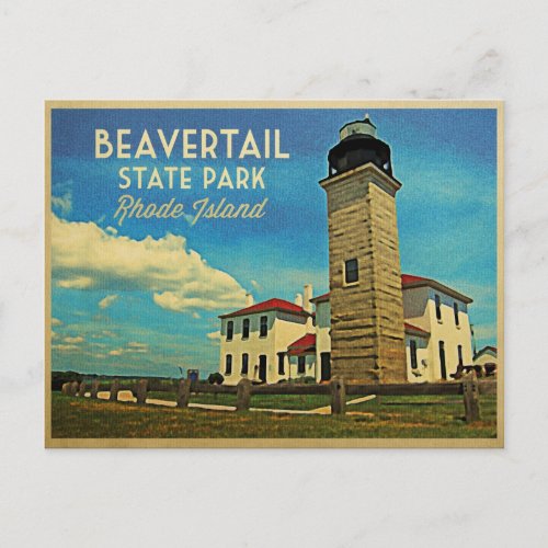 Beavertail Lighthouse Rhode Island Postcard