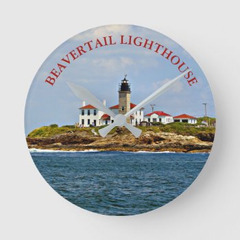Beavertail Lighthouse Rhode Island Wall  Clock by LighthouseGuy at Zazzle