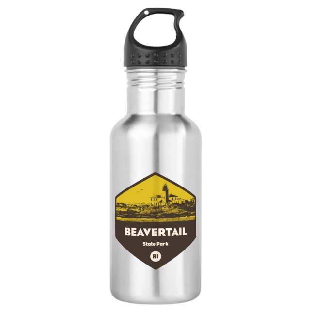 Beavertail State Park Rhode Island Stainless Steel Water Bottle (Front)