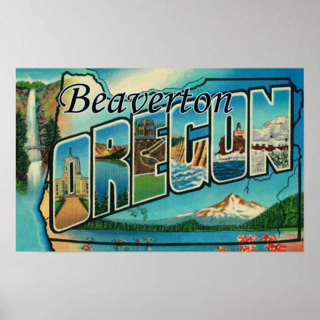 Beaverton, Oregon - Large Letter Scenes Poster (Front)
