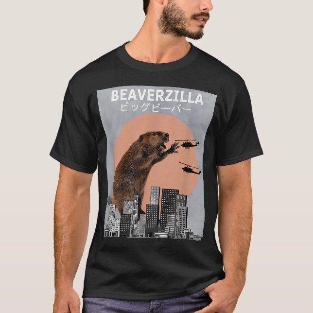 Beaverzilla Beaver Funny T-Shirt (Front)