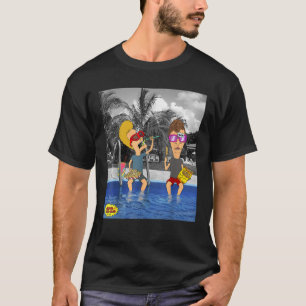 Beavis and Butt Head Lounging By The Pool Portrait T-Shirt