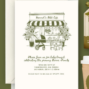 Bebe Cafe baby is brewing Home cafe themed BAB Invitation