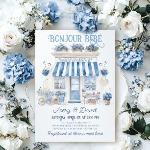 Bebe Cafe Bonjour Bebe Parisian theme Baby Shower Invitation