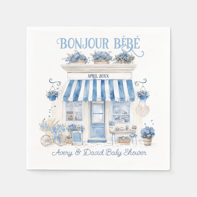 Bebe Cafe Bonjour Bebe Parisian theme Baby Shower Napkins (Front)