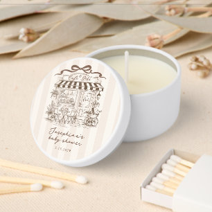Bebe Cafe Gender neutral Bow Stripes Baby Shower Mini Candle Favors