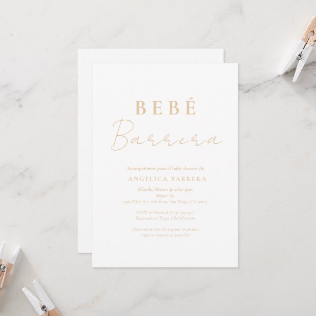 Bebe Cafe Invitación Simple Baby Shower Invitation (Front/Back In Situ)