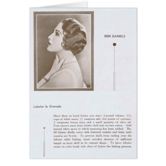 Bebe Daniels Lobster Recipe Cards (Front)