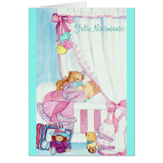 BEBÉ EN CUNA - Feliz Nacimiento Cards