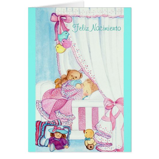 BEBÉ EN CUNA - Feliz Nacimiento Cards (Front)