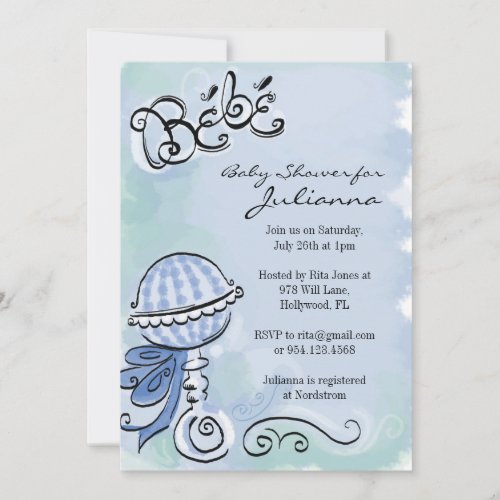 Bebe - French Inspired baby shower invitation