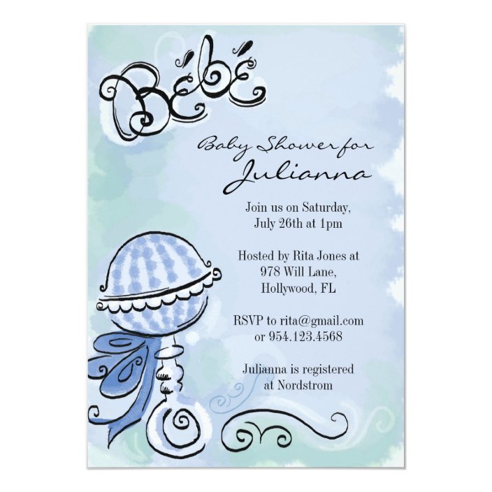 Bebe French Inspired baby shower invitation