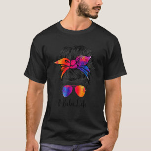 Bebe Life Messy Hair Bun Floral Women Mother's Day T-Shirt