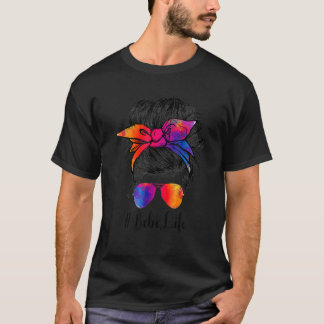 Bebe Life Messy Hair Bun Floral Women Mother's Day T-Shirt