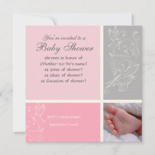 Bébé Modern Swirl n Dot - Baby Girl Shower Invite