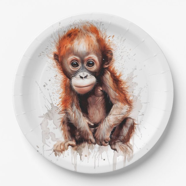 Bebé Orangután Paper Plates (Front)