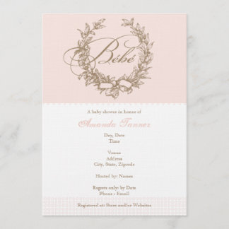 Bebe - Pink French Baby Shower Invitation