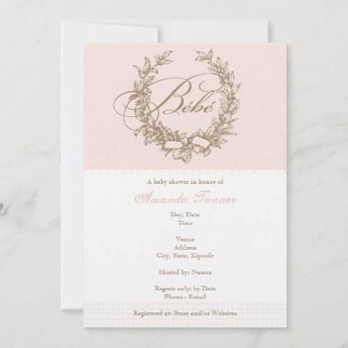 Bebe - Pink French Baby Shower Invitation