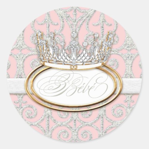 Bb Princess Crown Girl Baby Shower Sticker Seal