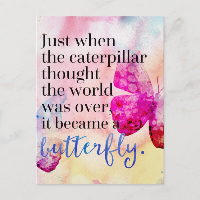 Became A Butterfly Quote Postcard (Front)
