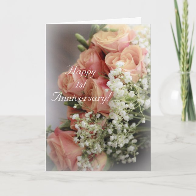 Because.... 1st Anniversary Floral Design Card (Front)