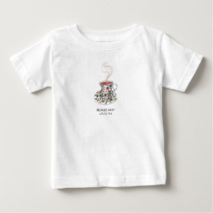 Because happy loves tea slogan, vintage cup roses baby T-Shirt