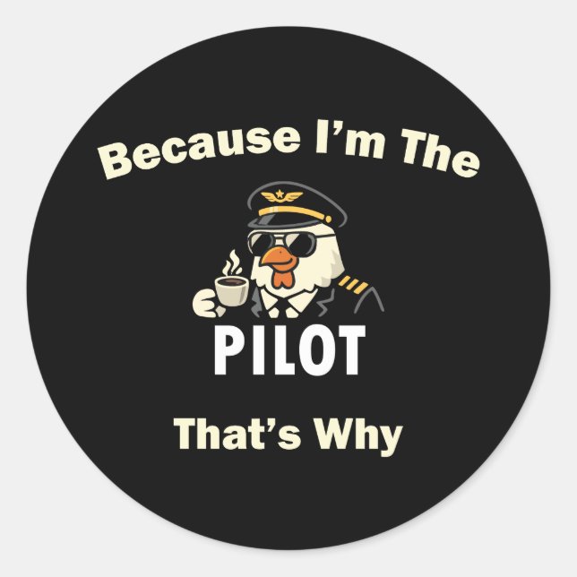  Because I’m The Pilot That’s Why  Custom Aviatio Classic Round Sticker (Front)