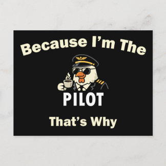 Because I’m The Pilot That’s Why Custom Aviatio Postcard