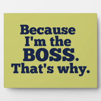 Because I'm the boss, that's why. Plaque