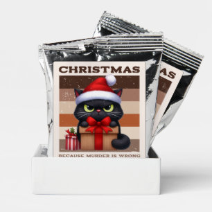 Because Murder Is Wrong Funny Cat Retro Christmas Coffee Drink Mix