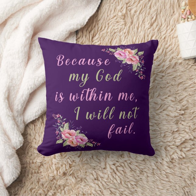 Because My God Is Within Me (Dark Purple)  Throw Pillow (Blanket)