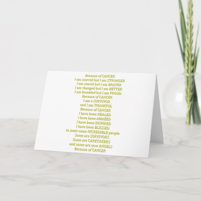 Because of Cancer Card (Front)