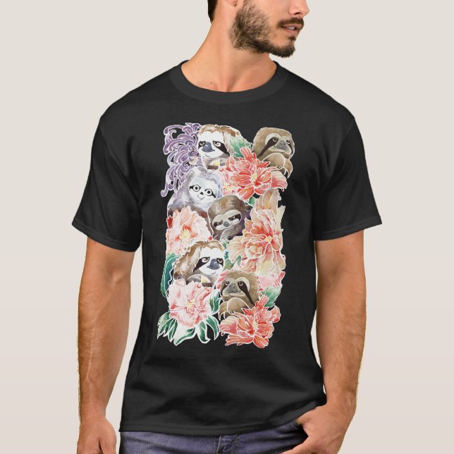 Because Sloths Water Color T-Shirt (Front)