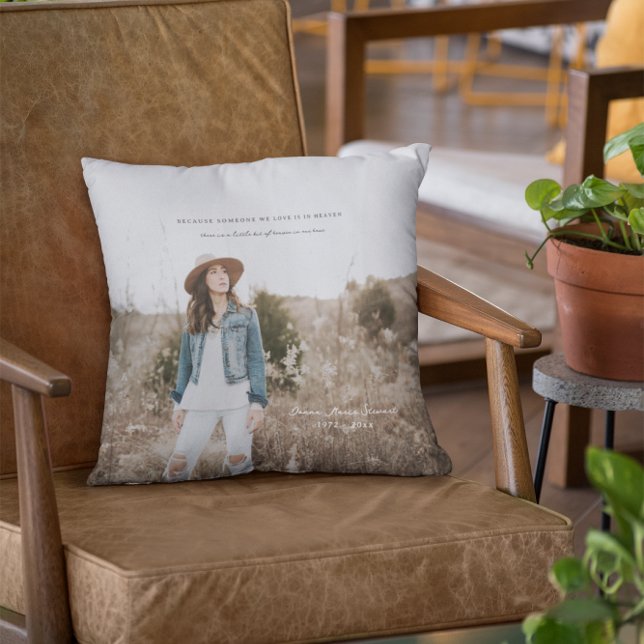 Because Someone We Love | Photo Memorial Throw Pillow (Creator Uploaded)
