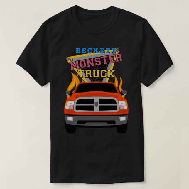 Beckett name with monster truck T-Shirt (Design Front)