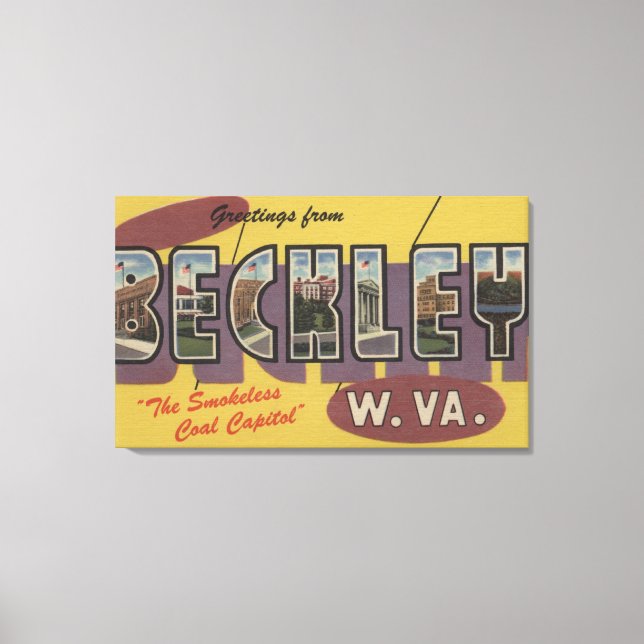Beckley, West Virginia - Large Letter Scenes Canvas Print (Front)