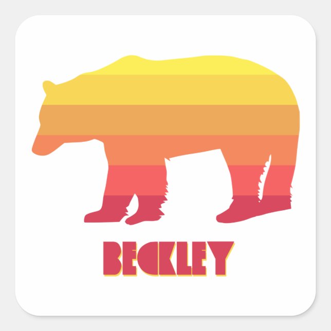 Beckley West Virginia Rainbow Bear Square Sticker (Front)