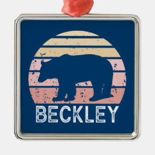 Beckley West Virginia Retro Bear Metal Ornament