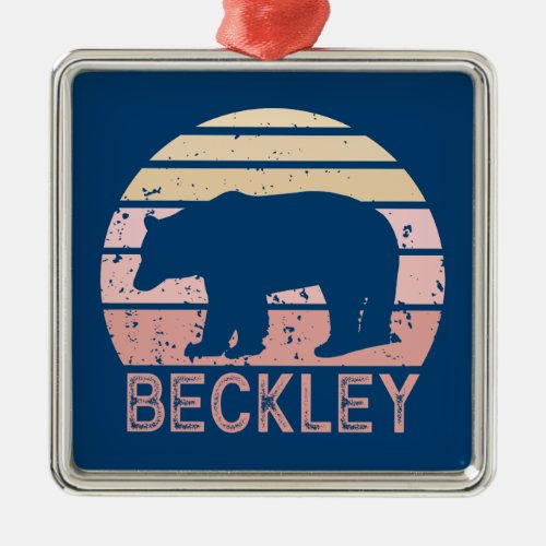 Beckley West Virginia Retro Bear Metal Ornament