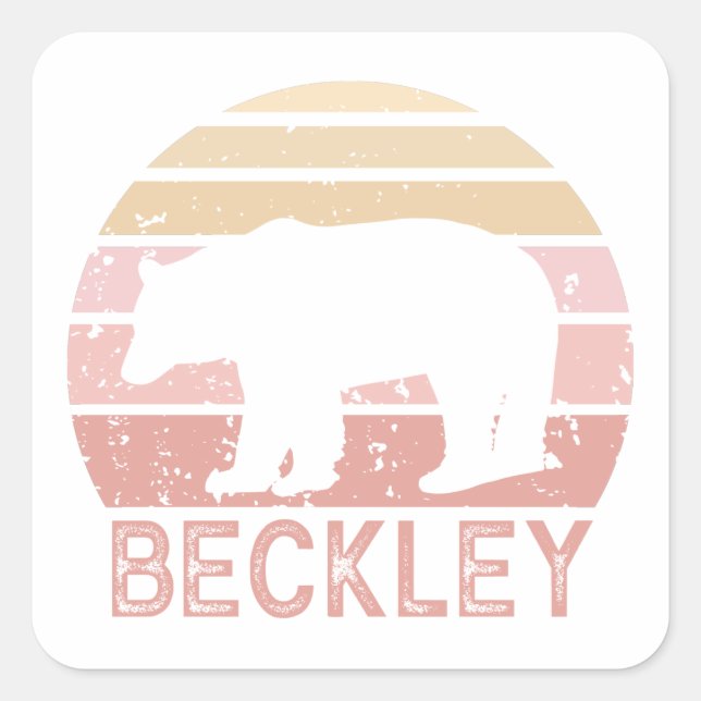 Beckley West Virginia Retro Bear Square Sticker (Front)