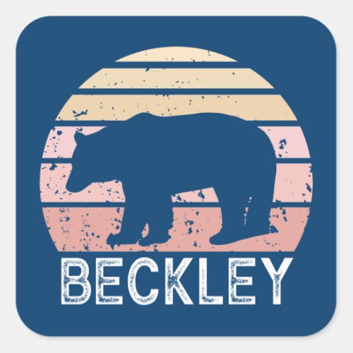 Beckley West Virginia Retro Bear Square Sticker