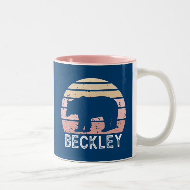 Beckley West Virginia Retro Bear Two-Tone Coffee Mug (Right)