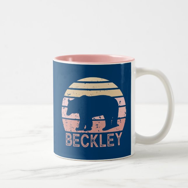 Beckley West Virginia Retro Bear Two-Tone Coffee Mug (Right)