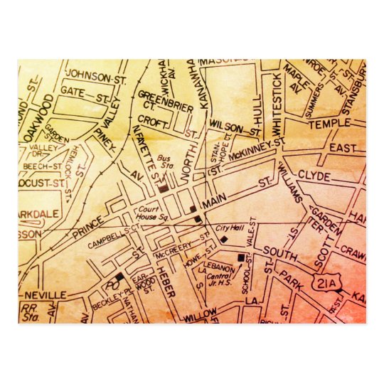 Beckley, WV Vintage Map Postcard | Zazzle.com