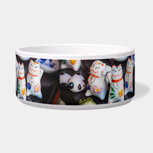 Beckoning cat figurines bowl