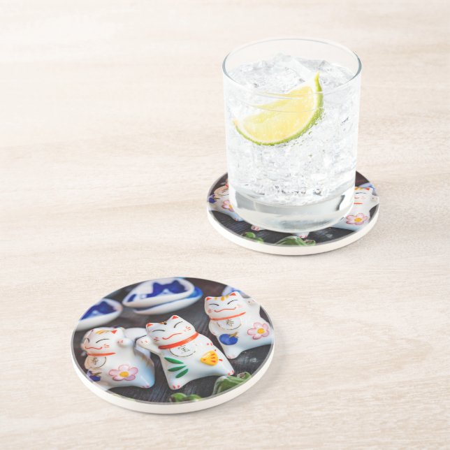 Beckoning cat figurines coaster (Side)