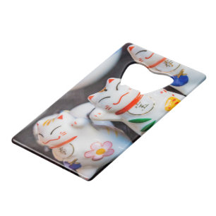 Beckoning cat figurines credit card bottle opener